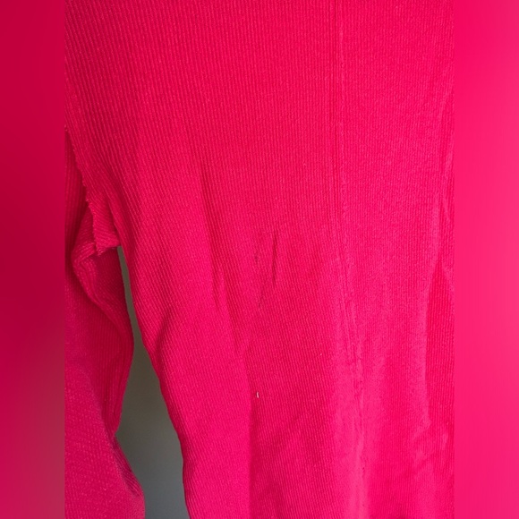 Free People JoJo Long Sleeve Thermal Waffle Knit Top In Hot Pink Size Small - Picture 7 of 16